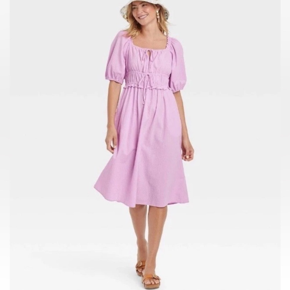 Universal Thread Dress Size Small Chalk Violet Puff Short Sleeve Cotton NWOT